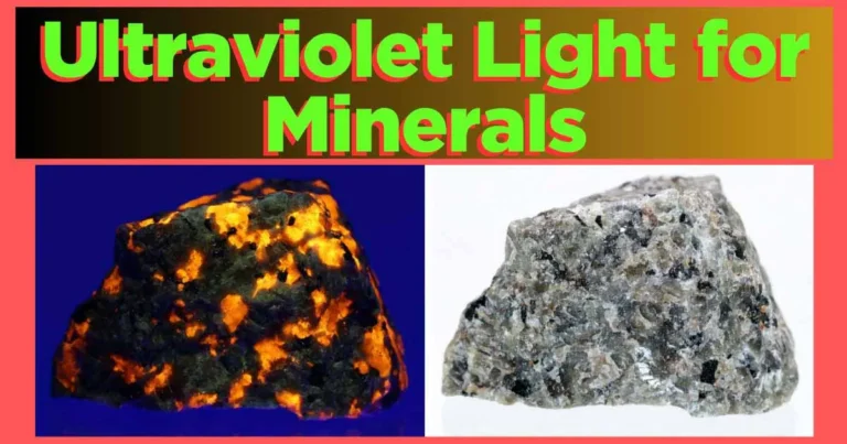 picture of minerals with and without UV light